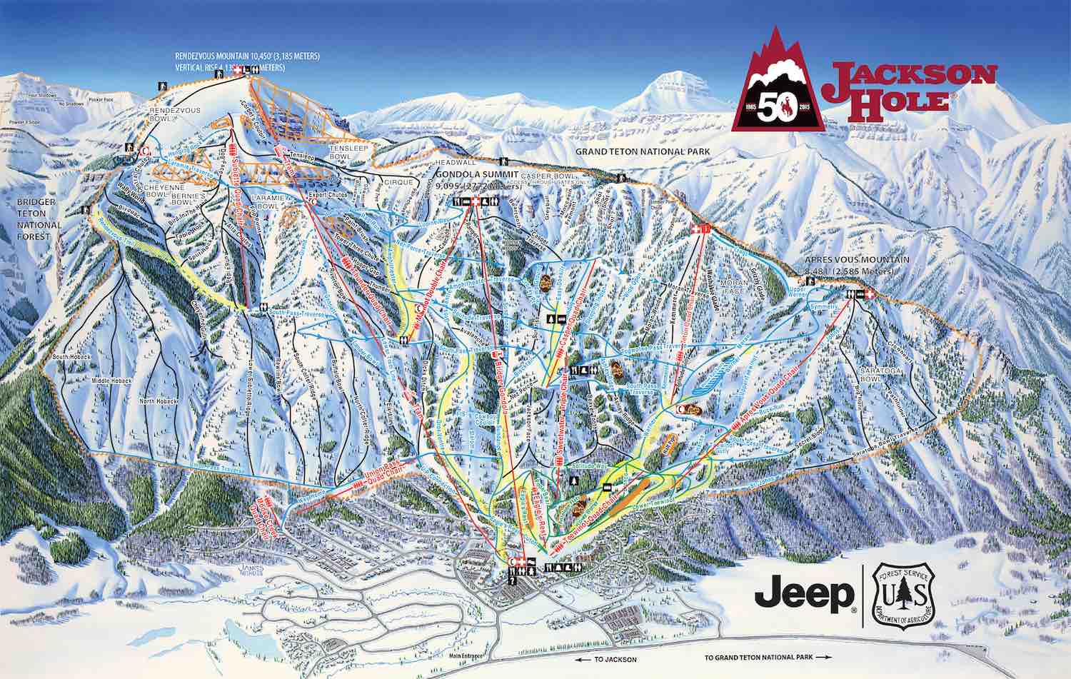 Snow King Trail Map Skiing Jackson Hole, Grand Targhee, Snow King - Fin And Feather Inn